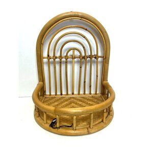 Accent Decor Rattan Rainbow Wall Mount Wicker Shelf & Hanging Basket Organizer